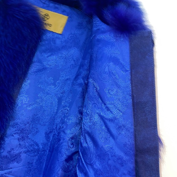 Royal Blue Fox Fur Vest Fits like a Medium - Picture 7 of 11